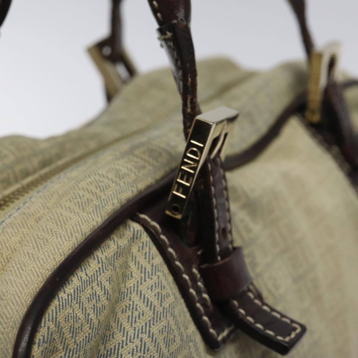 FENDI Zucchino Canvas Shoulder Bag Blue Gold Auth 124324