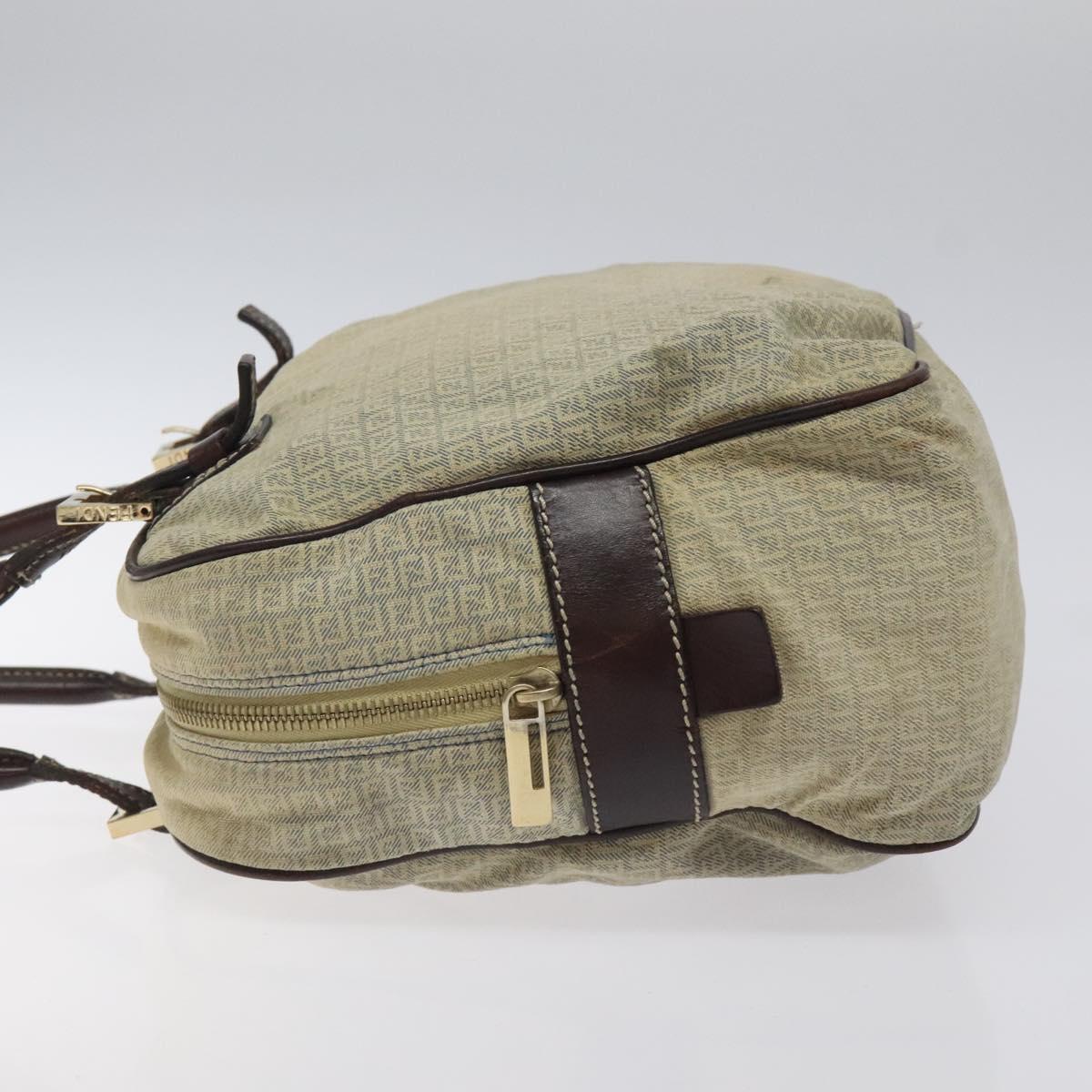 FENDI Zucchino Canvas Shoulder Bag Blue Gold Auth 124324