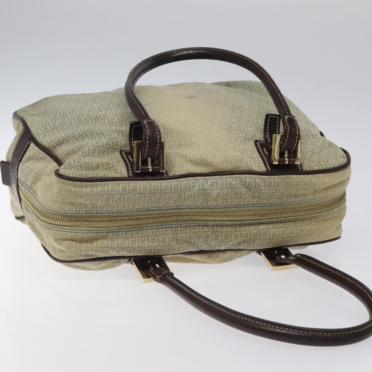 FENDI Zucchino Canvas Shoulder Bag Blue Gold Auth 124324