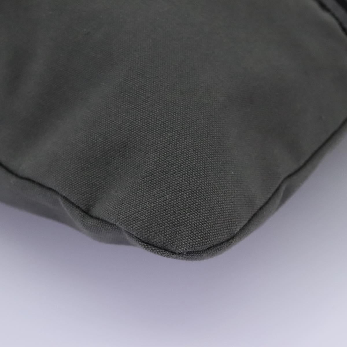 HERMES Fourre Tout Porte Documents Business Bag Canvas Gray Silver Auth 124325