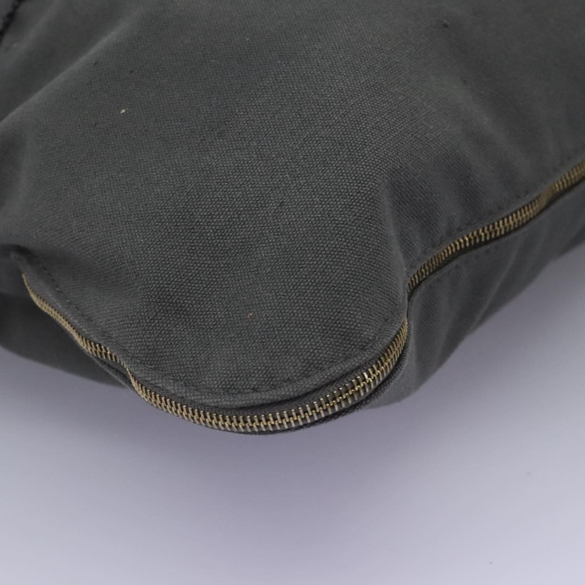 HERMES Fourre Tout Porte Documents Business Bag Canvas Gray Silver Auth 124325