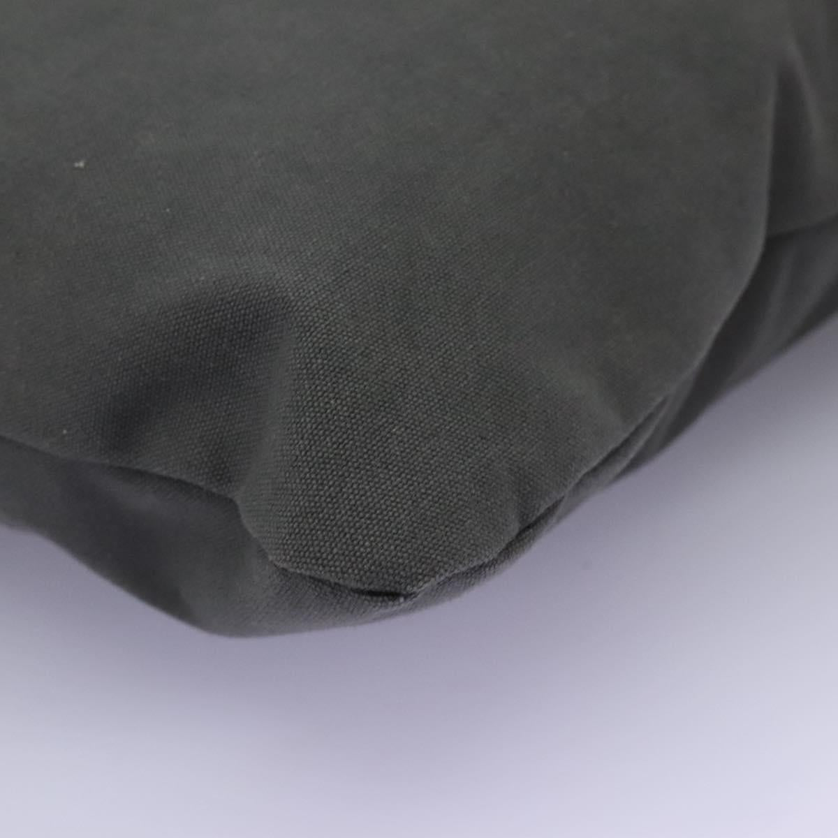 HERMES Fourre Tout Porte Documents Business Bag Canvas Gray Silver Auth 124325