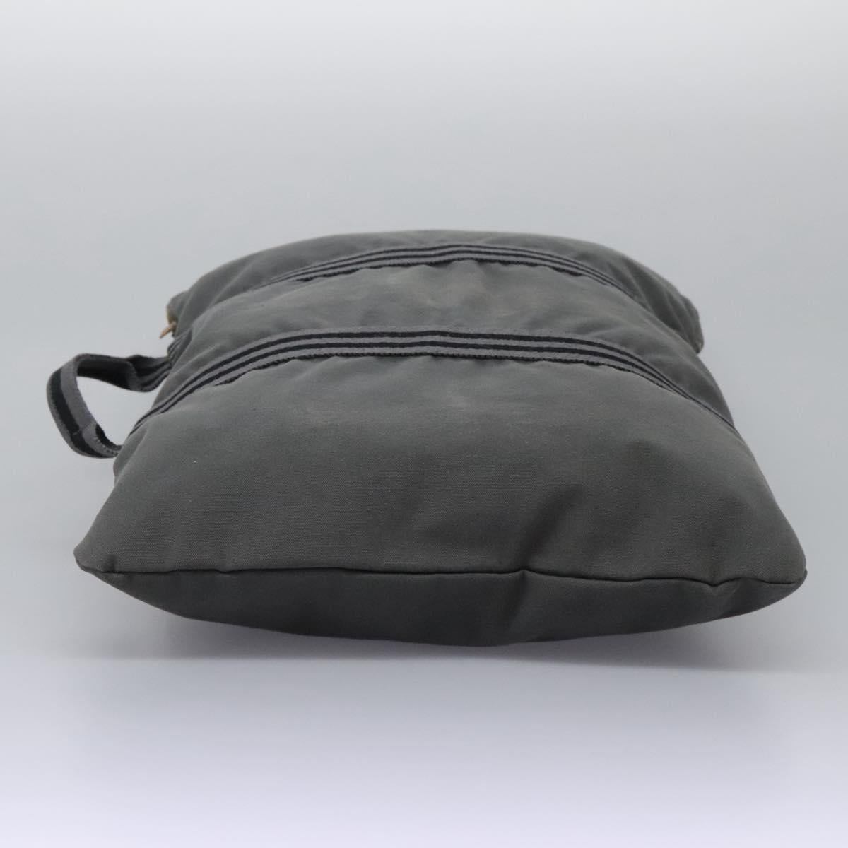 HERMES Fourre Tout Porte Documents Business Bag Canvas Gray Silver Auth 124325