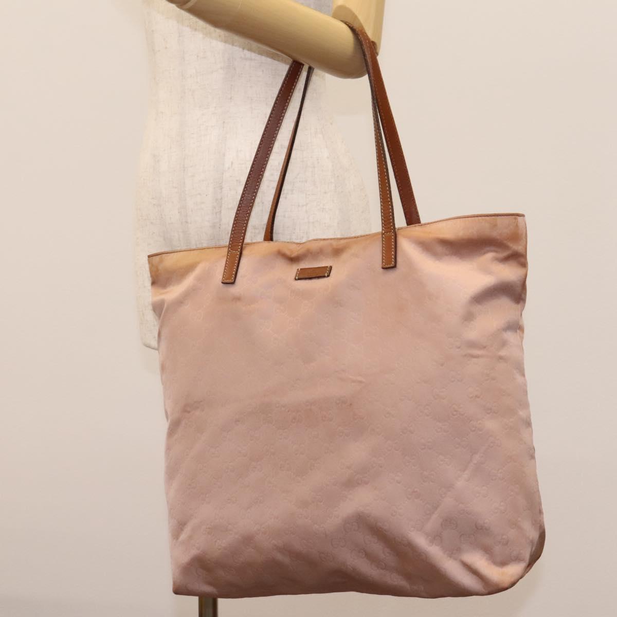GUCCI GG Canvas Tote Bag Nylon Pink Silver 295252 Auth 124326
