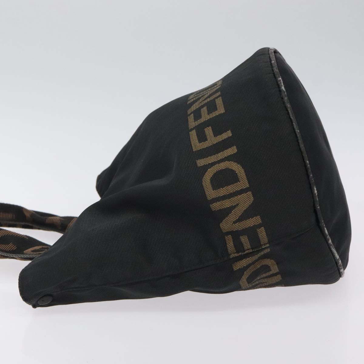 FENDI Hand Bag Canvas Black gold Auth 124349