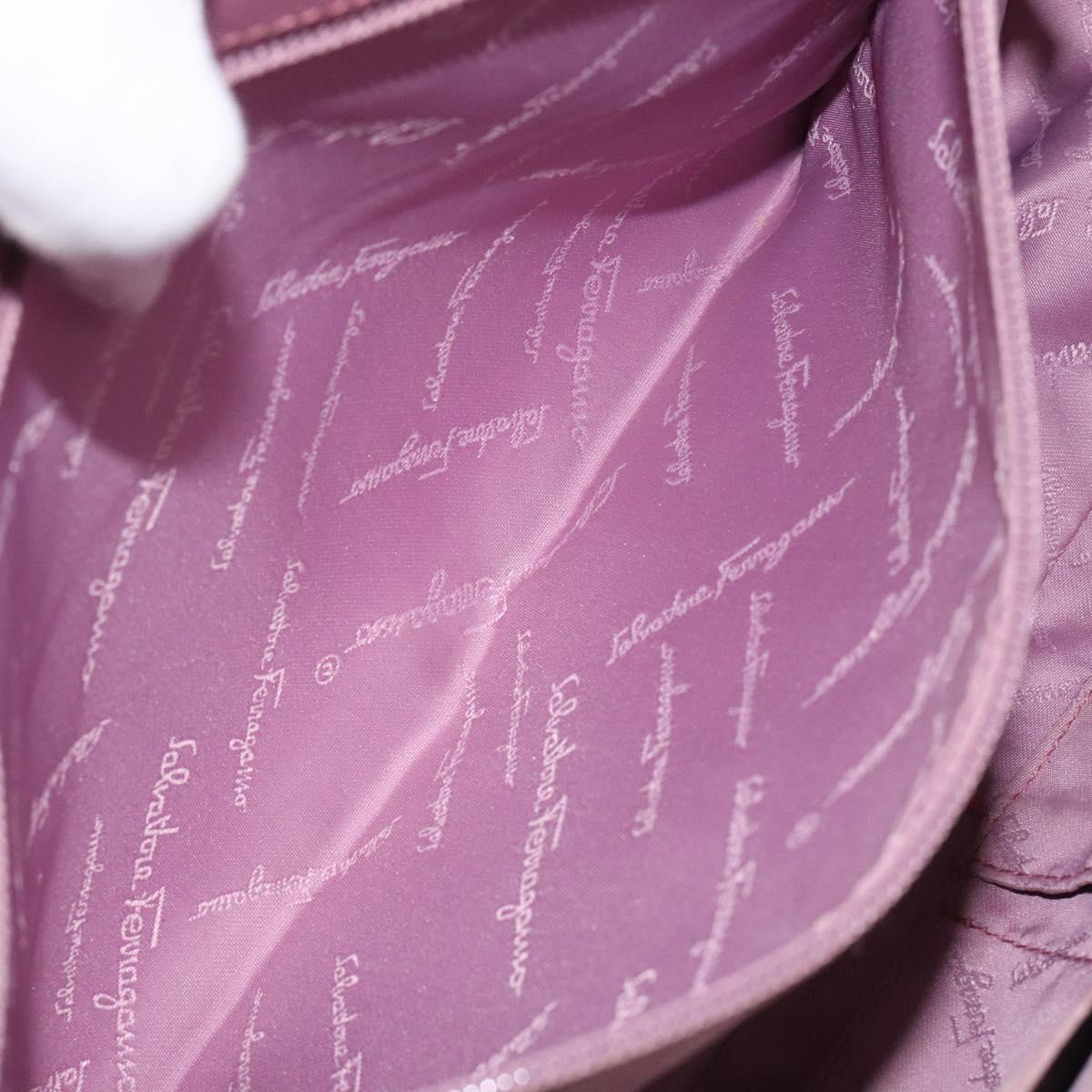 Salvatore Ferragamo Gancini Hand Bag Leather Pink Silver Auth 124355