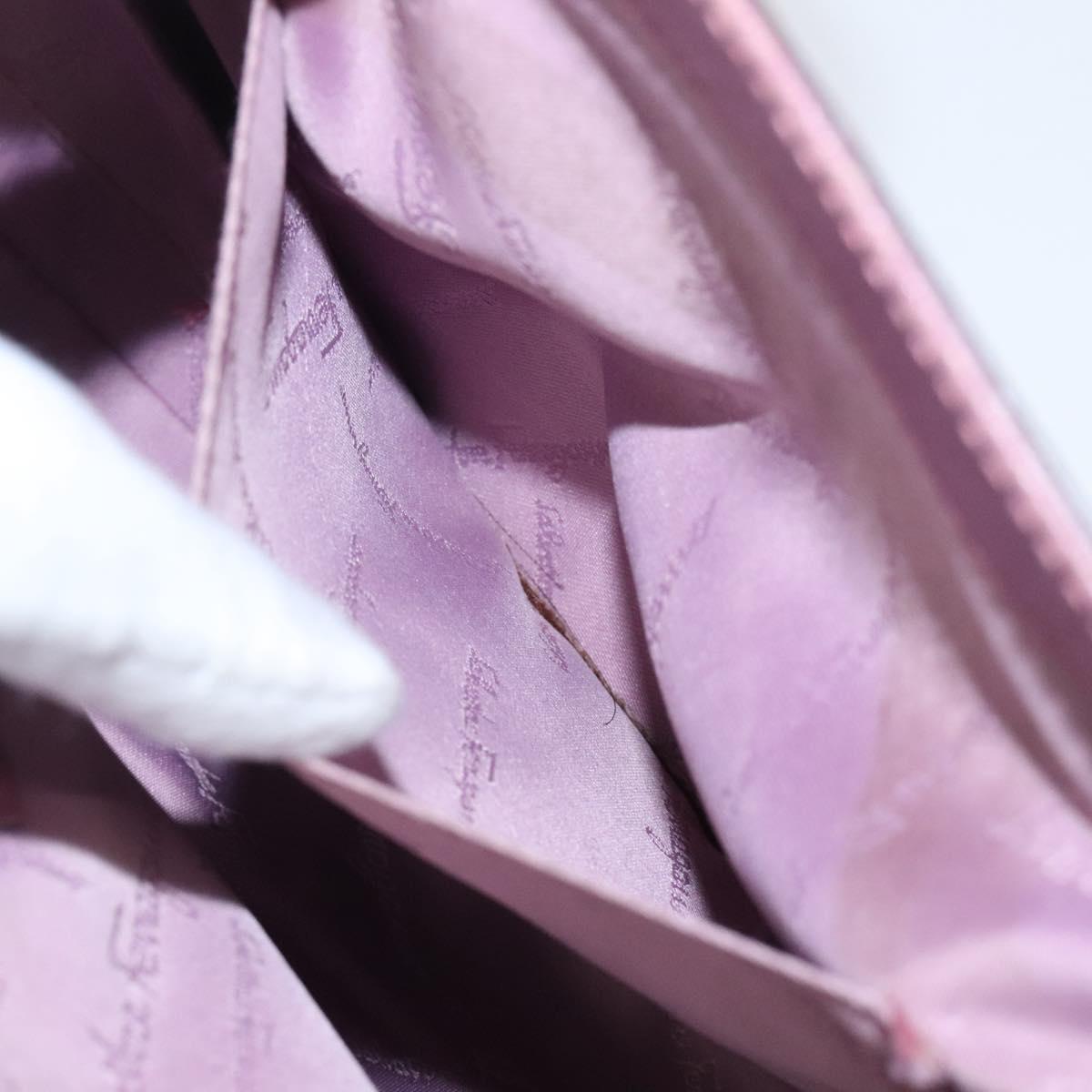 Salvatore Ferragamo Gancini Hand Bag Leather Pink Silver Auth 124355