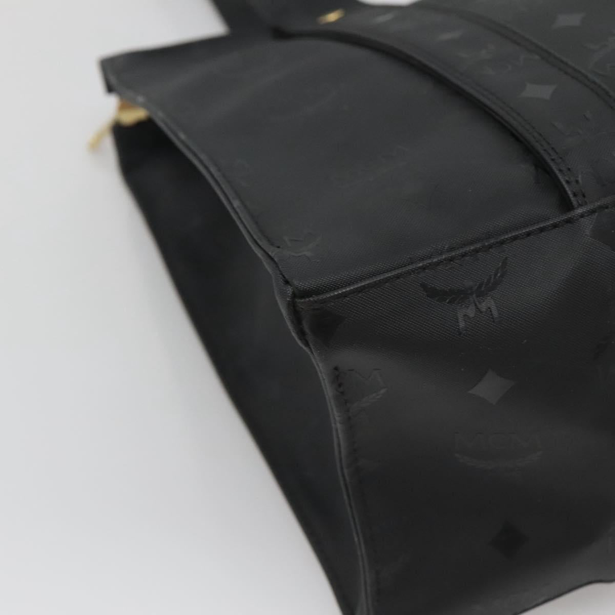 MCM Vicetos Logogram Shoulder Bag PVC Black Gold Auth 124358