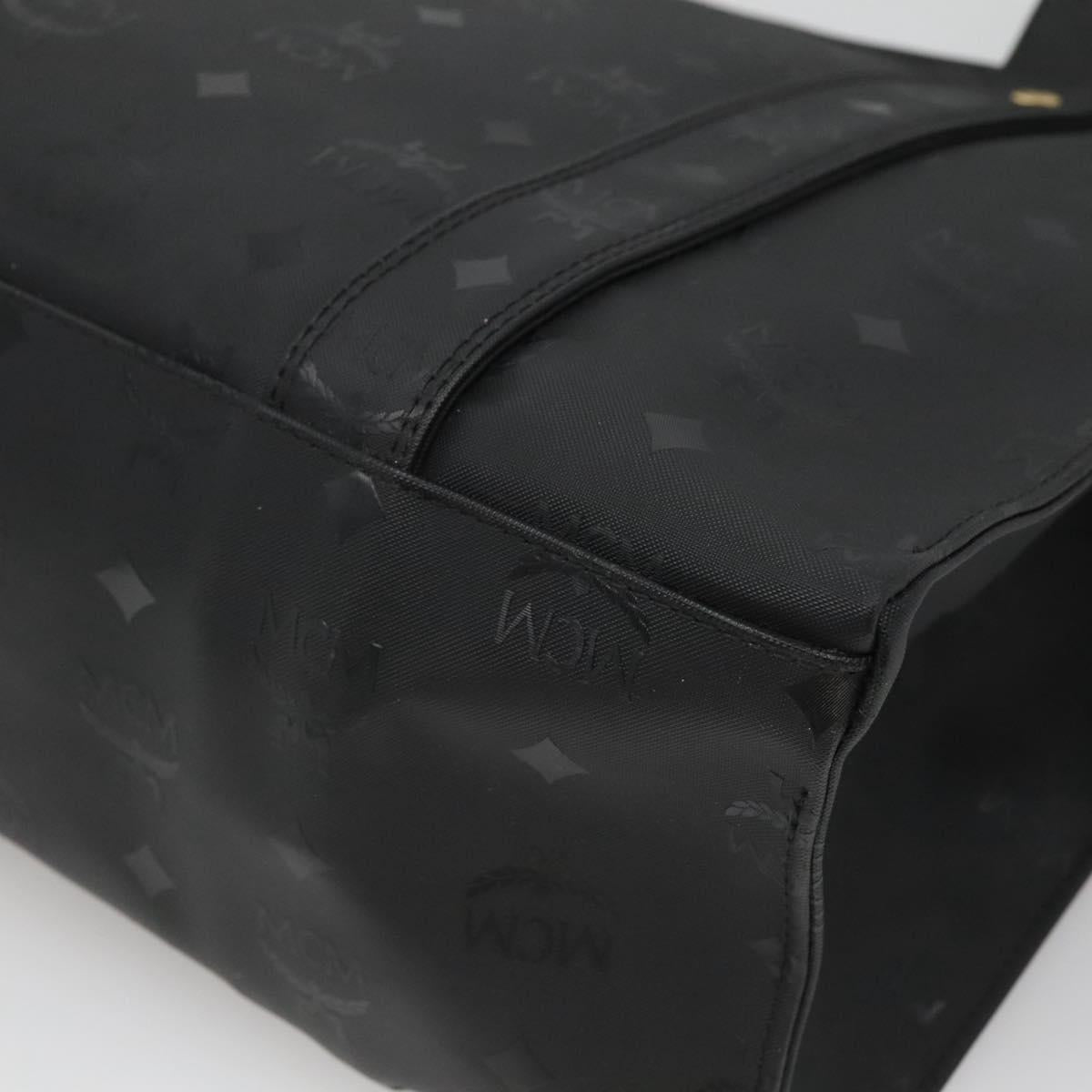 MCM Vicetos Logogram Shoulder Bag PVC Black Gold Auth 124358