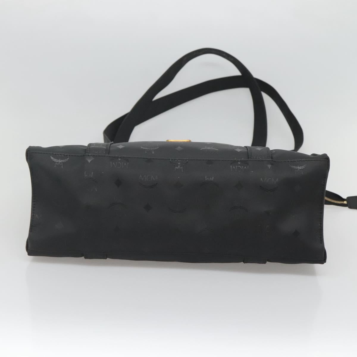 MCM Vicetos Logogram Shoulder Bag PVC Black Gold Auth 124358
