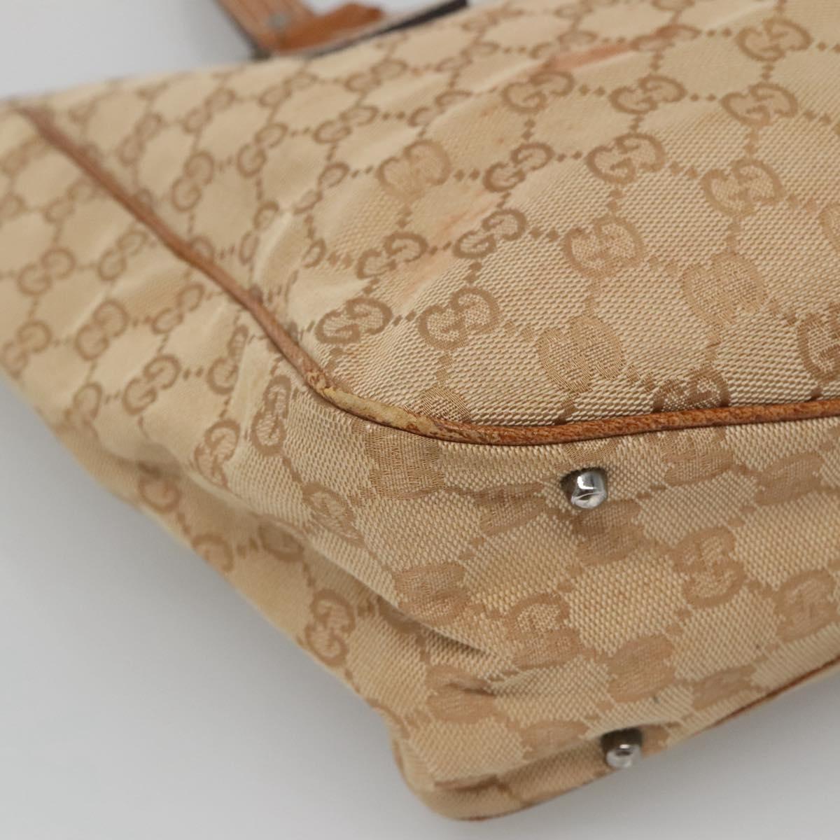 GUCCI GG Canvas Tote Bag Beige gold 113017 Auth 124360