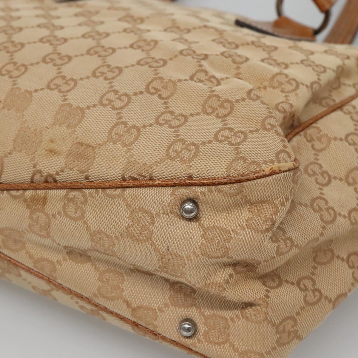 GUCCI GG Canvas Tote Bag Beige gold 113017 Auth 124360