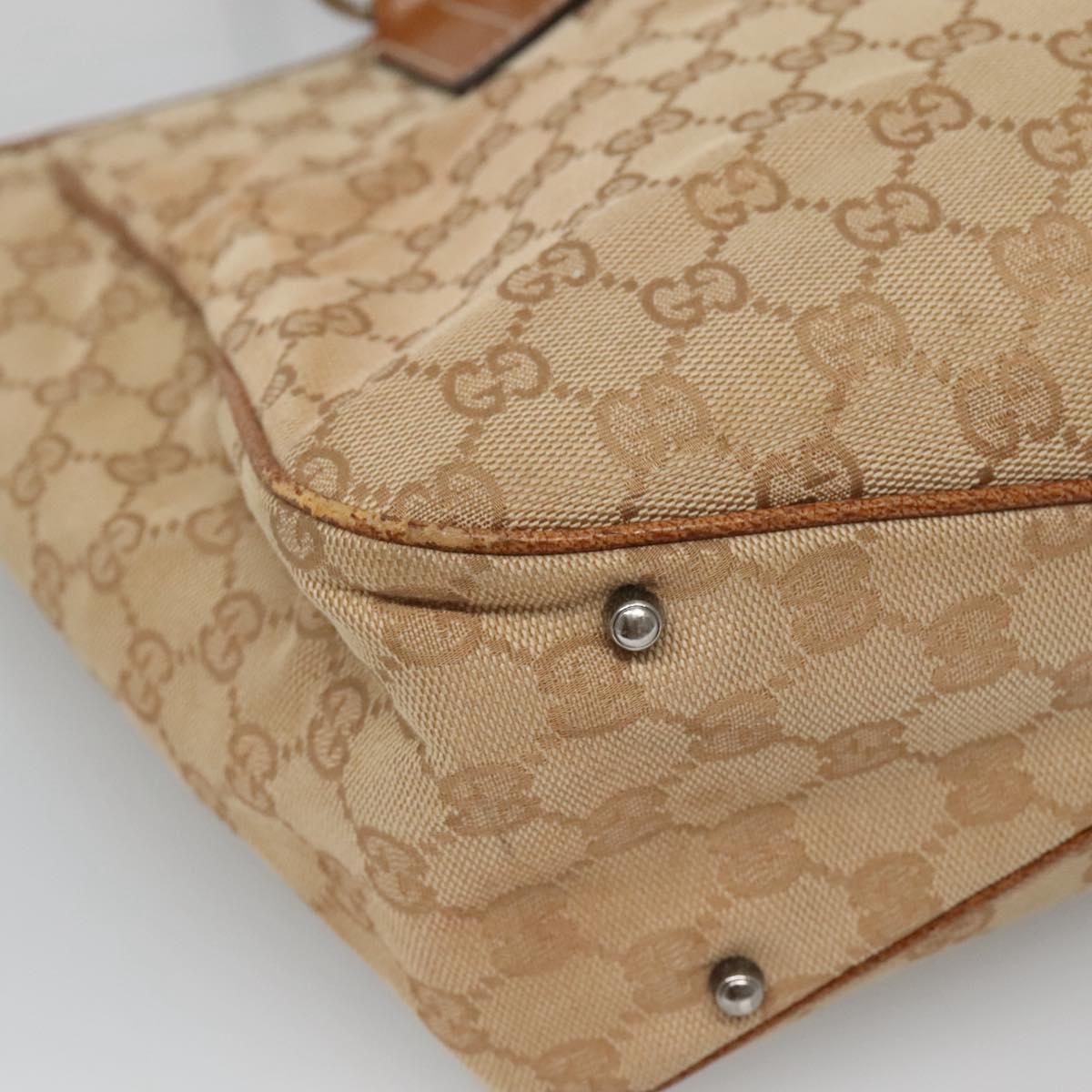 GUCCI GG Canvas Tote Bag Beige gold 113017 Auth 124360