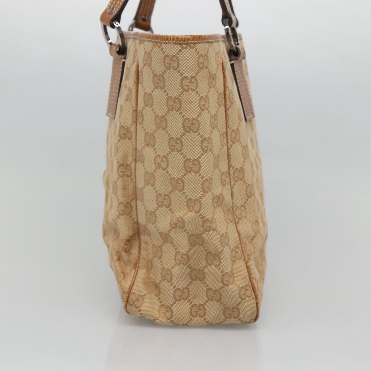 GUCCI GG Canvas Tote Bag Beige gold 113017 Auth 124360