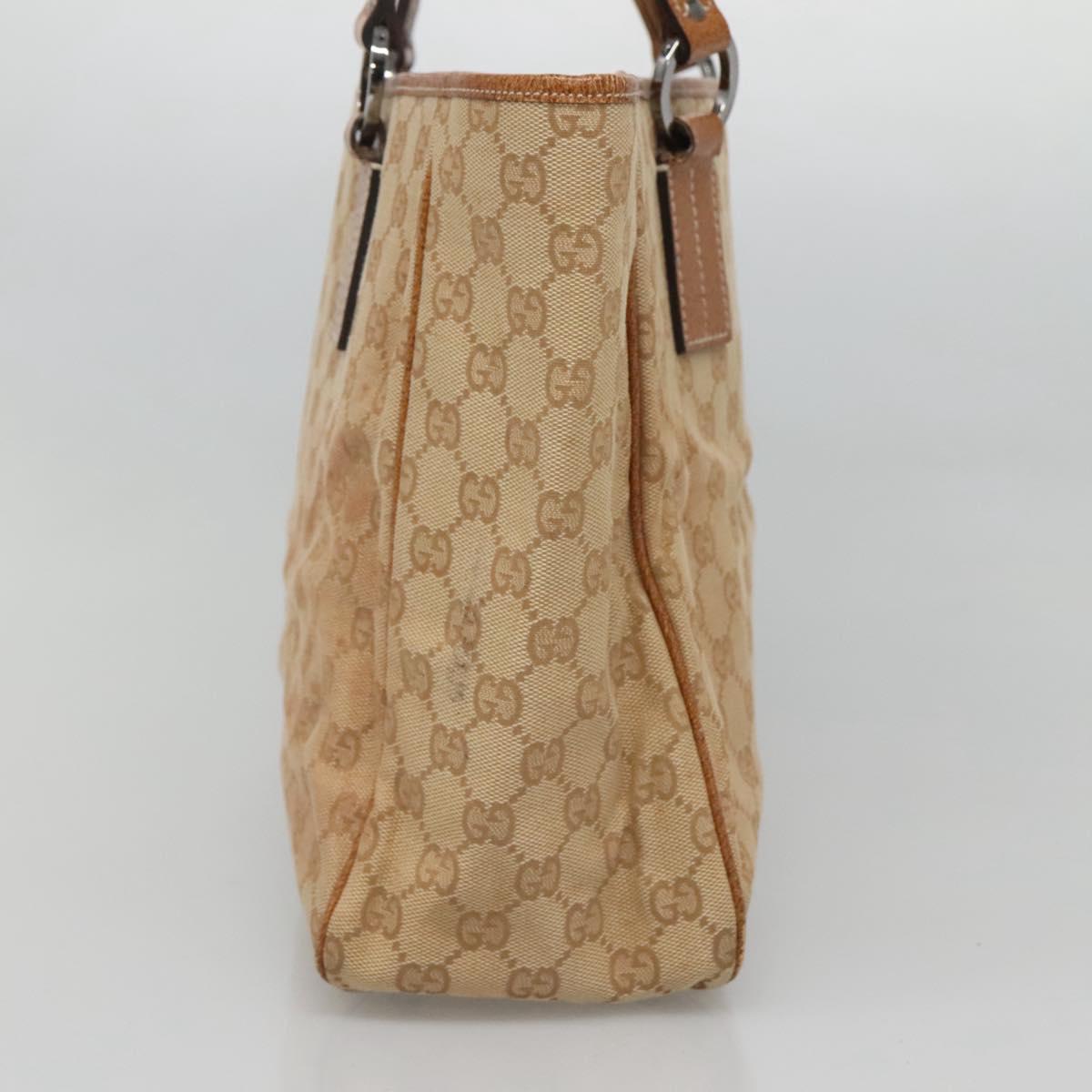 GUCCI GG Canvas Tote Bag Beige gold 113017 Auth 124360