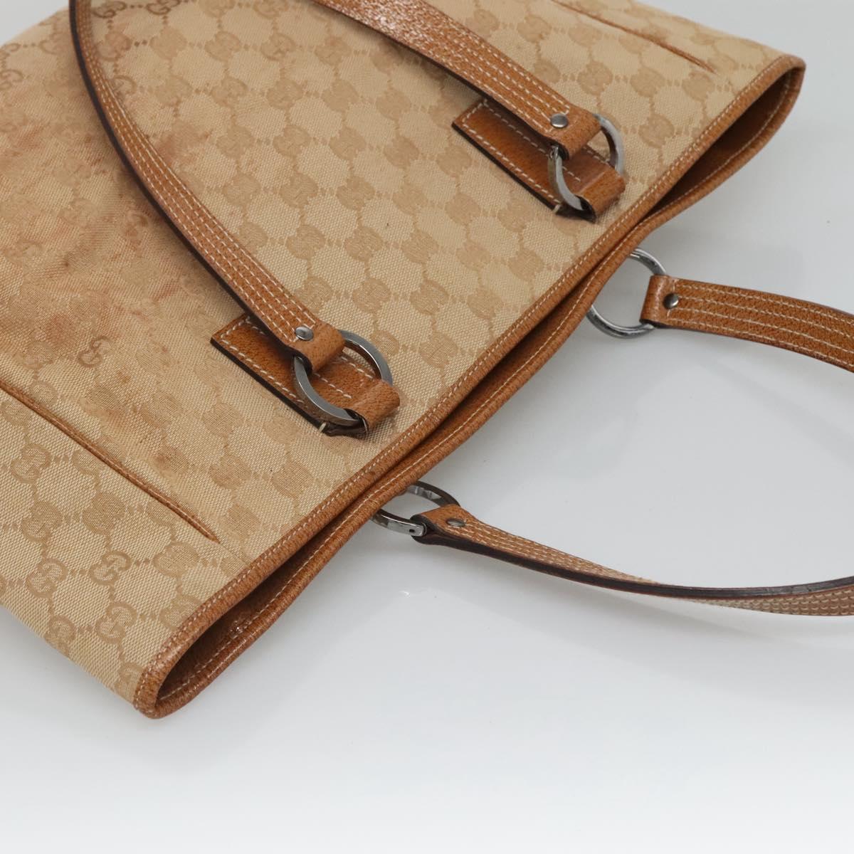 GUCCI GG Canvas Tote Bag Beige gold 113017 Auth 124360