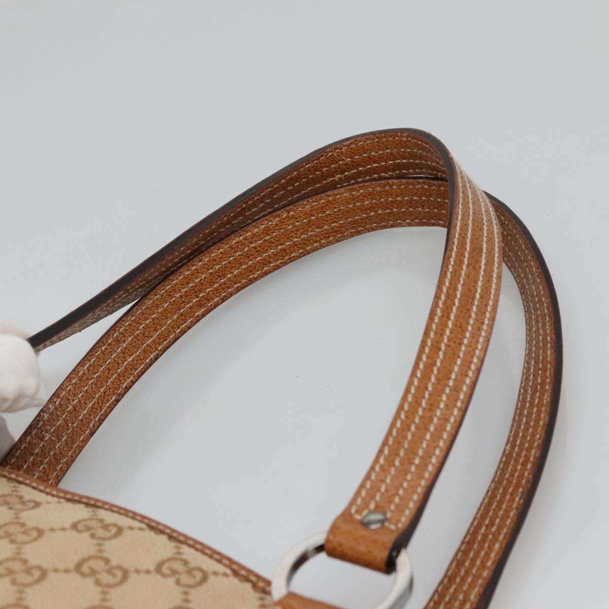 GUCCI GG Canvas Tote Bag Beige gold 113017 Auth 124360