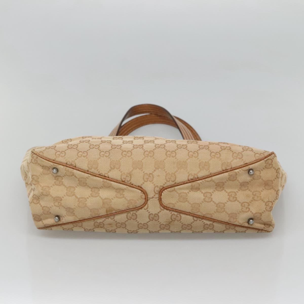 GUCCI GG Canvas Tote Bag Beige gold 113017 Auth 124360