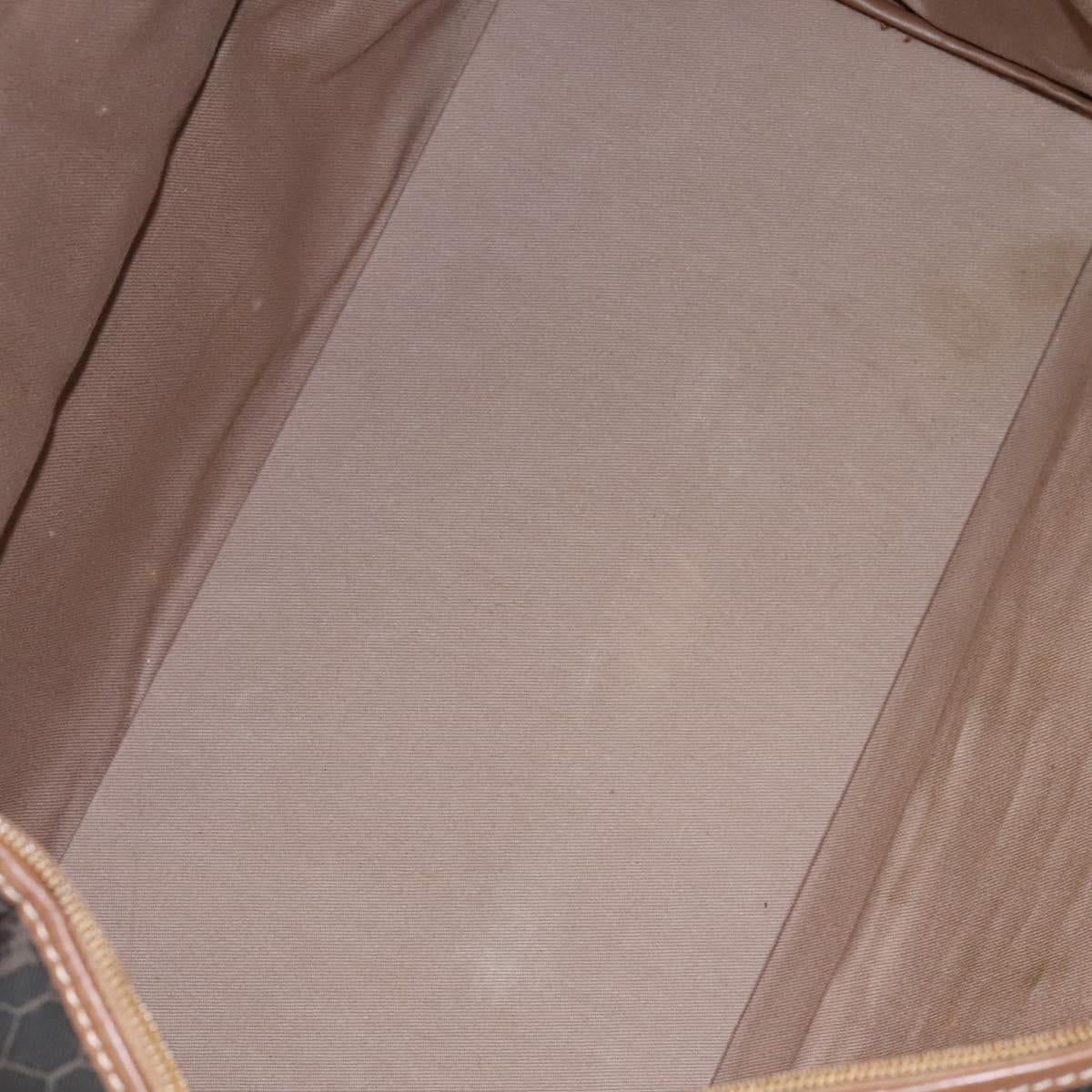 Christian Dior Honeycomb Canvas Boston Bag PVC Black Brown gold Auth 124363