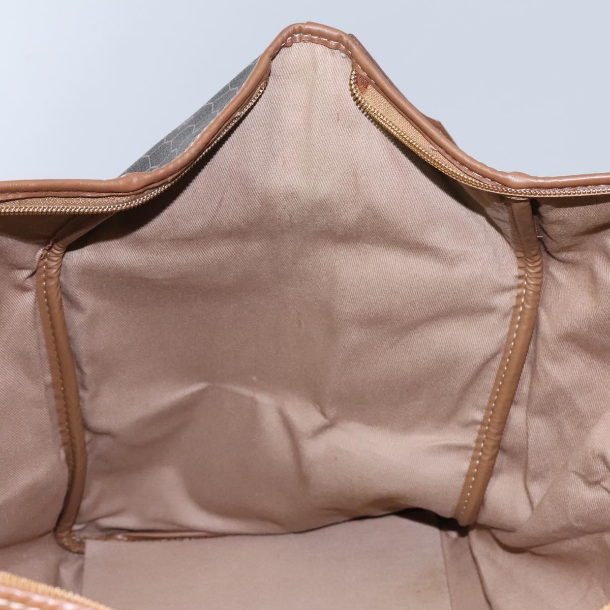 Christian Dior Honeycomb Canvas Boston Bag PVC Black Brown gold Auth 124363