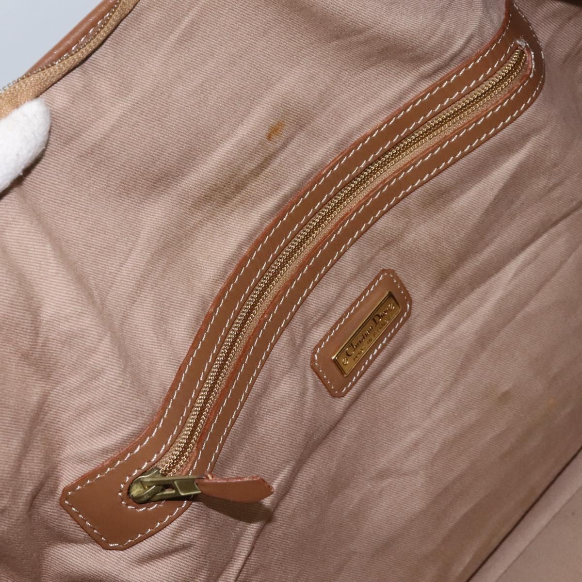 Christian Dior Honeycomb Canvas Boston Bag PVC Black Brown gold Auth 124363