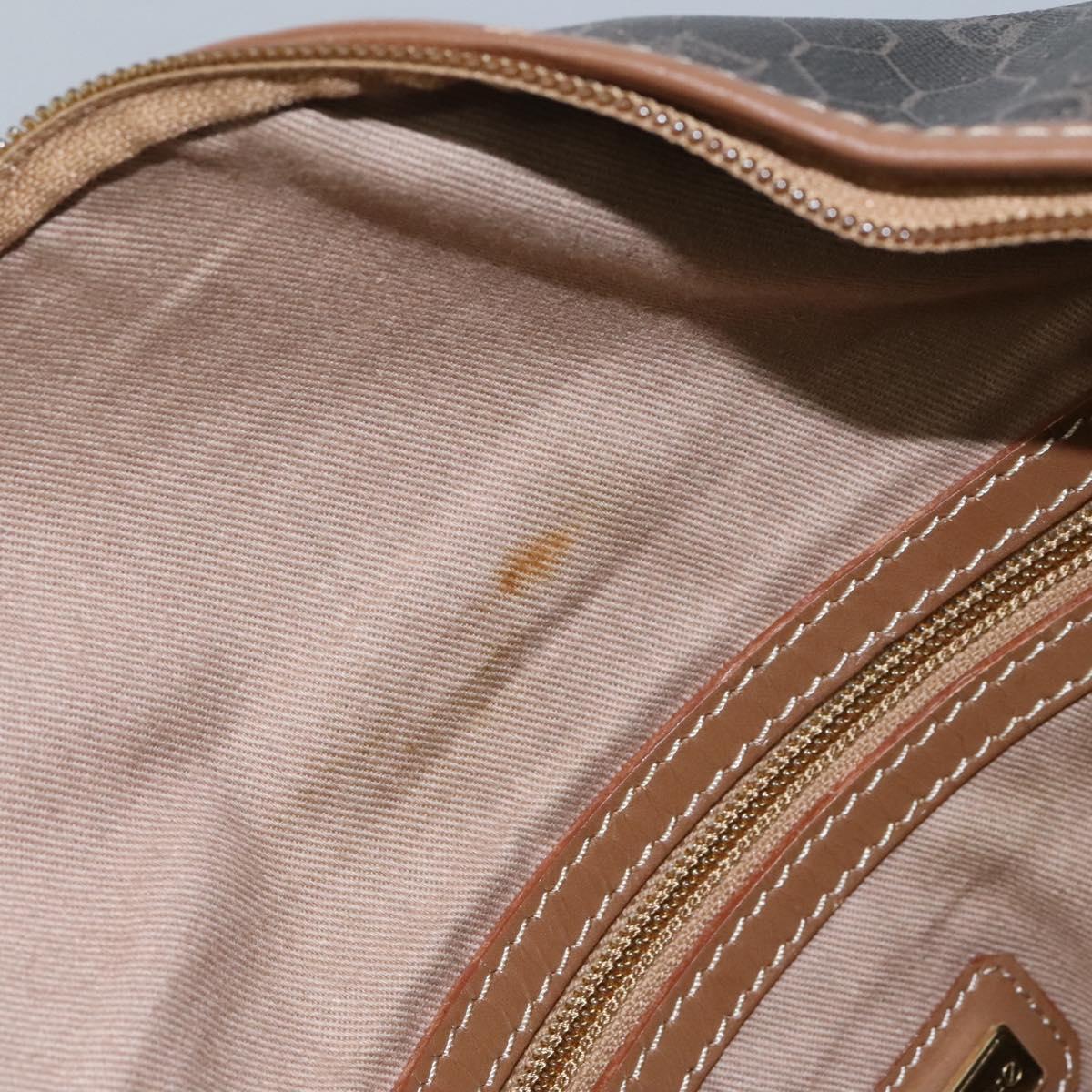 Christian Dior Honeycomb Canvas Boston Bag PVC Black Brown gold Auth 124363