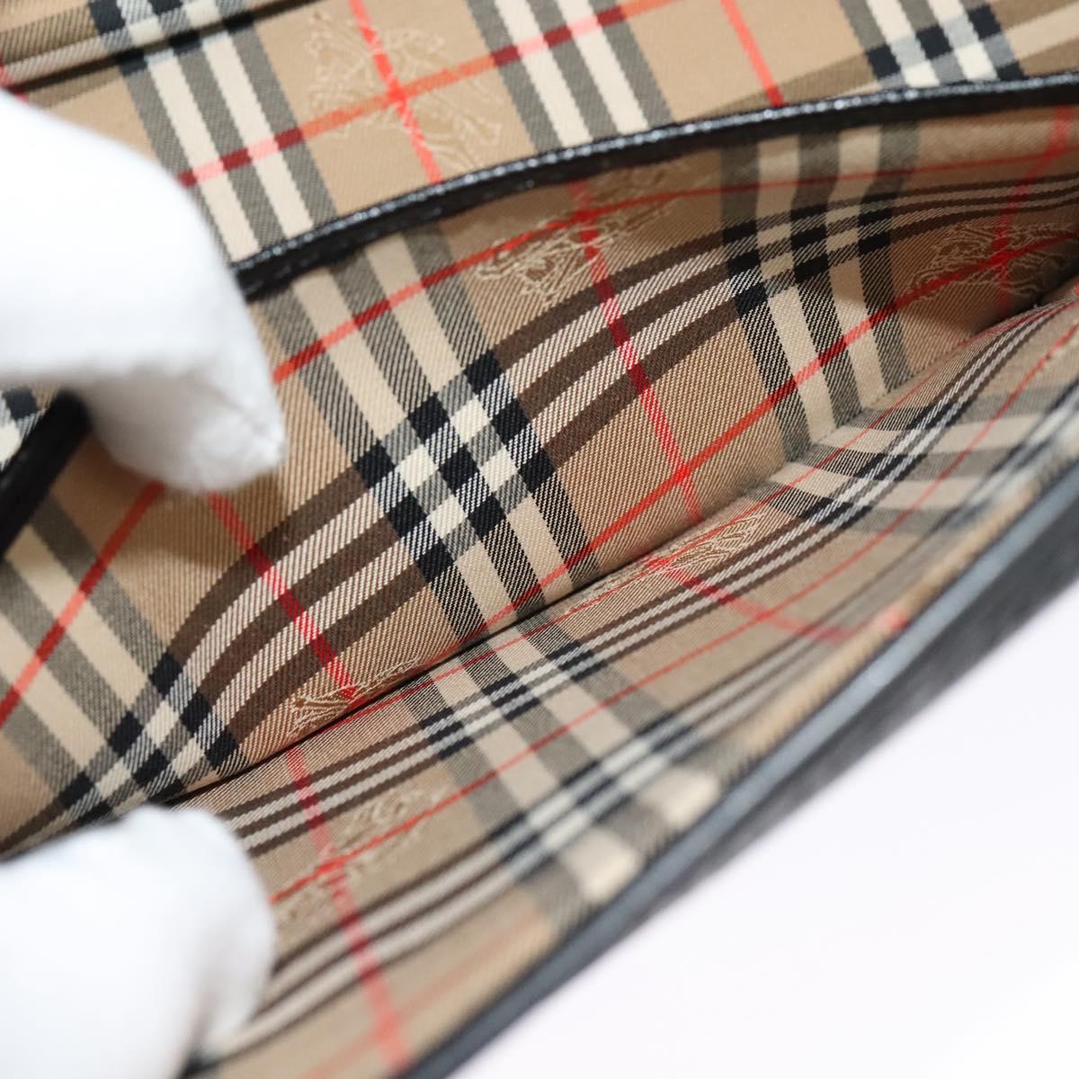 Burberrys Hand Bag Leather 2way Black Silver Auth 124374