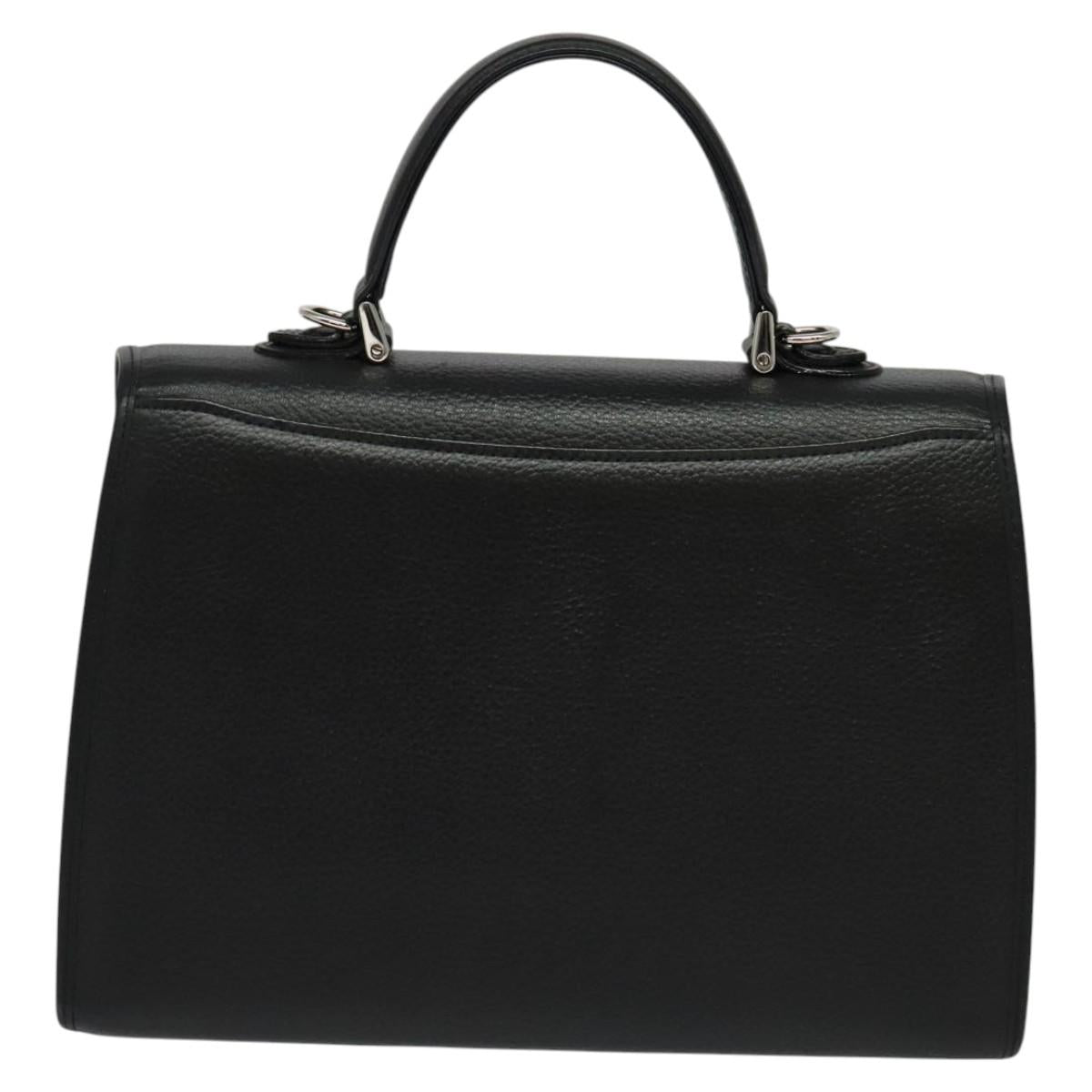 Burberrys Hand Bag Leather 2way Black Silver Auth 124374