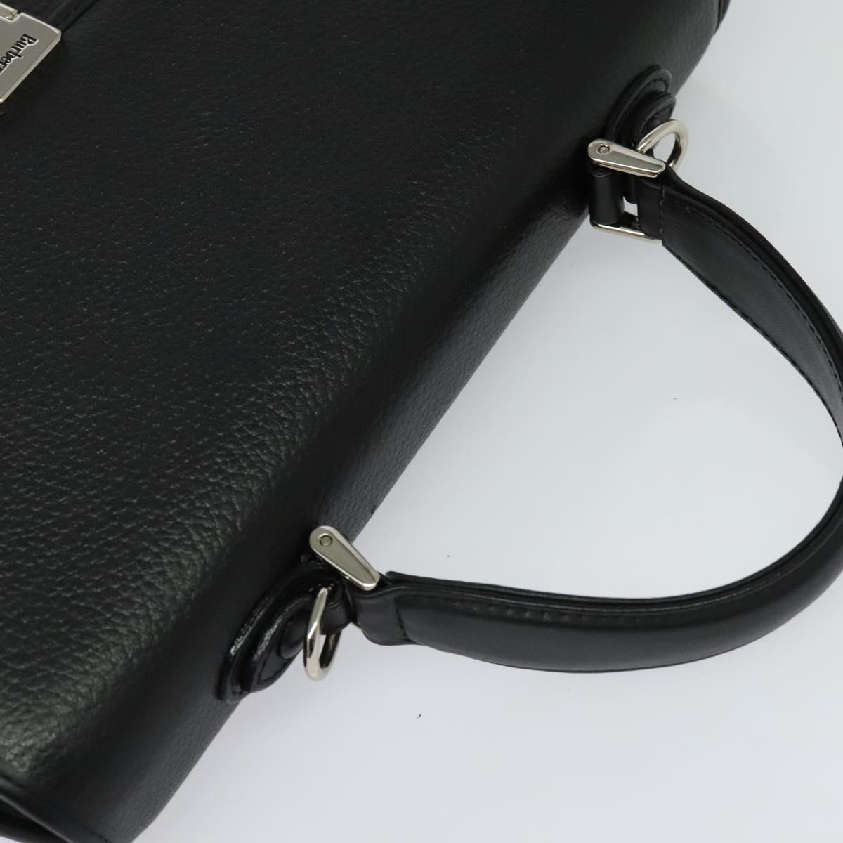 Burberrys Hand Bag Leather 2way Black Silver Auth 124374
