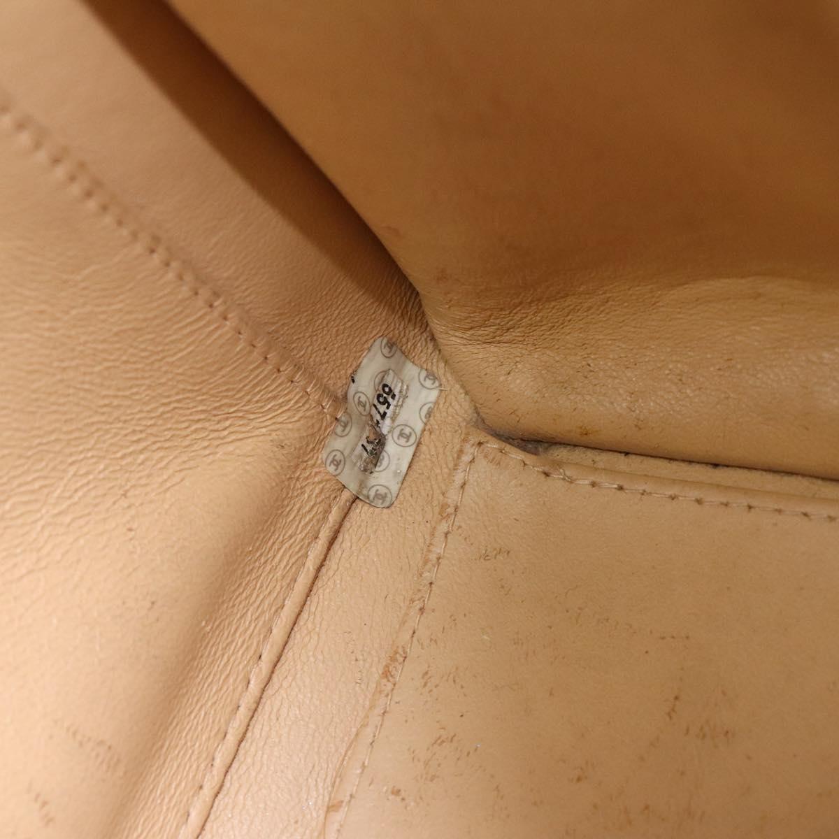 CHANEL Hand Bag Caviar Skin Beige Gold CC Auth 124376