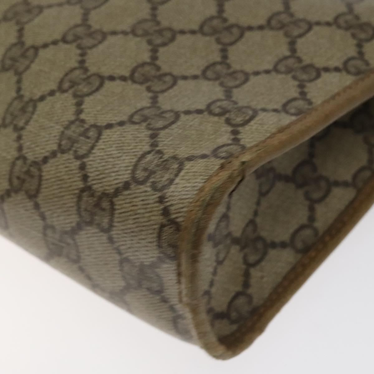 GUCCI GG Supreme Clutch Bag PVC Beige Gold 97 01 038 Auth 124397