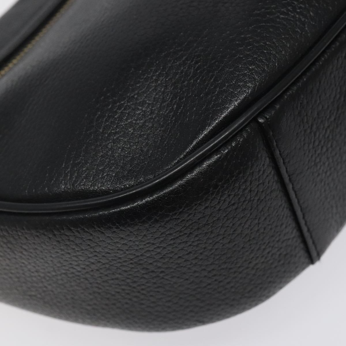 MCM Shoulder Bag Leather Black Gold Auth 124398