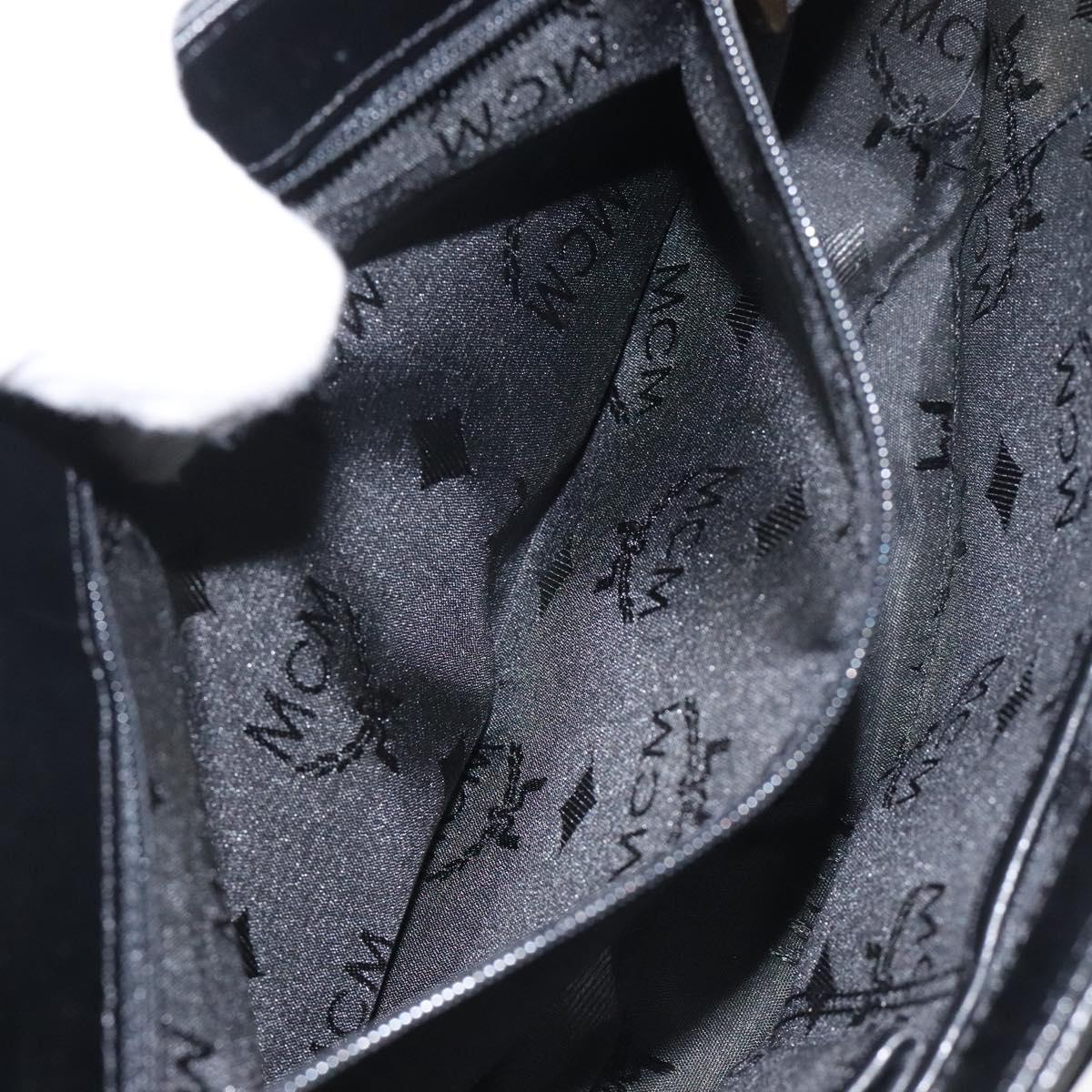 MCM Shoulder Bag Leather Black Gold Auth 124398