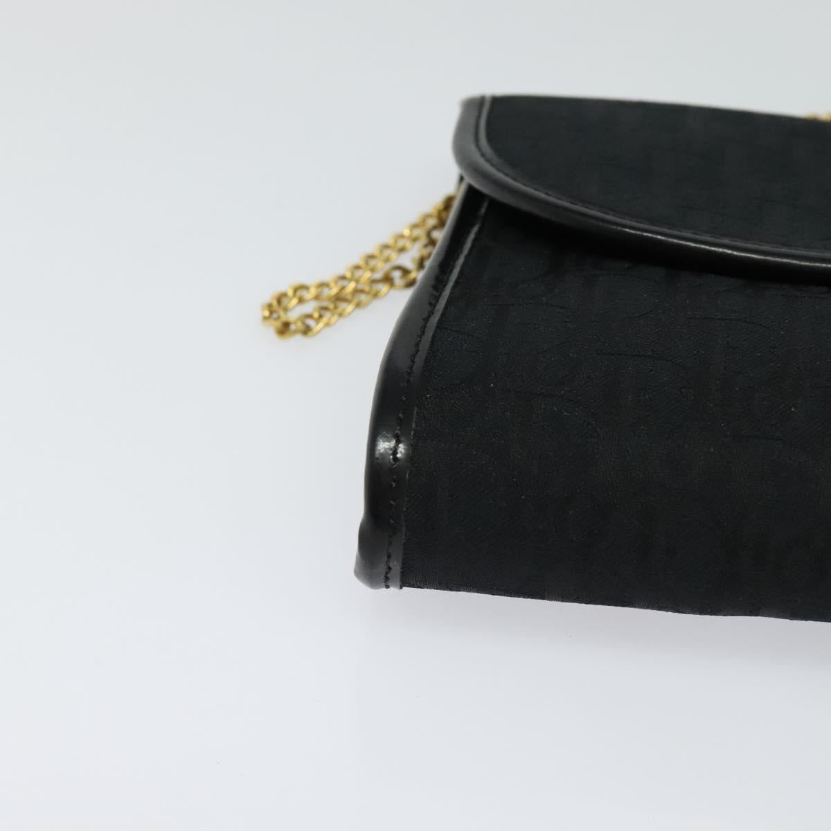 Christian Dior Trotter Canvas Chain Shoulder Bag Brown Gold Auth 124400