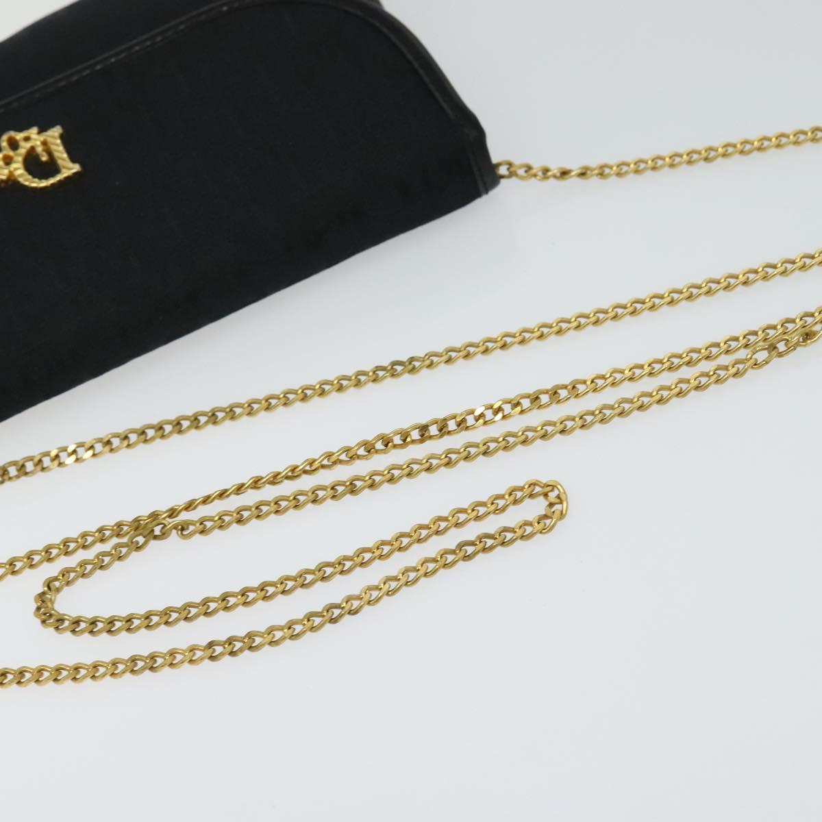 Christian Dior Trotter Canvas Chain Shoulder Bag Brown Gold Auth 124400
