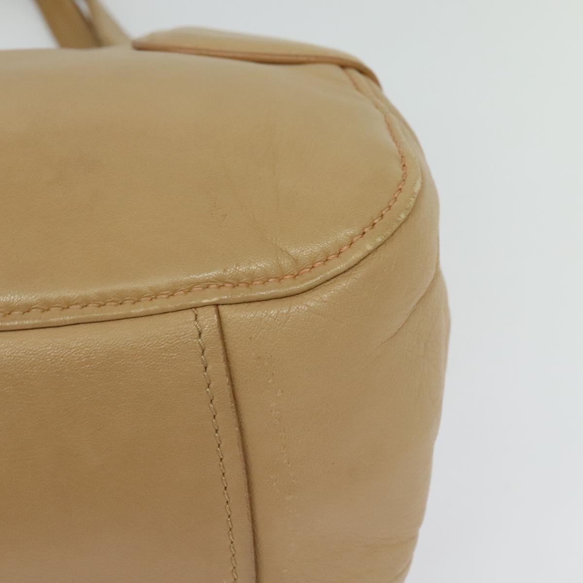 Miu Miu Hand Bag Leather Beige Gold Auth 124414V