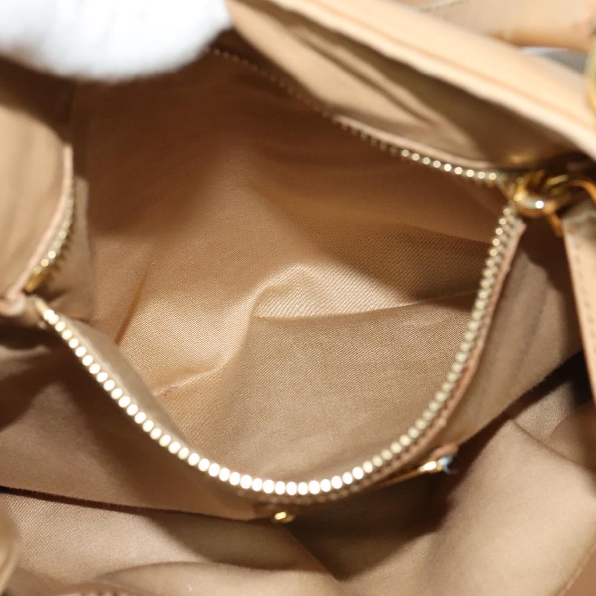 Miu Miu Hand Bag Leather Beige Gold Auth 124414V