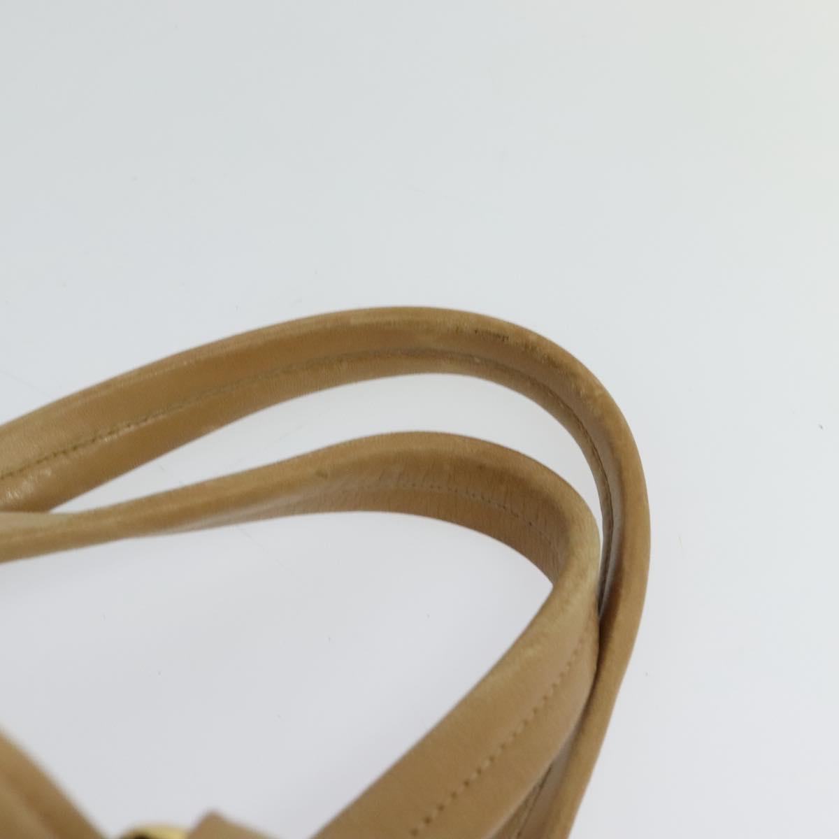 Miu Miu Hand Bag Leather Beige Gold Auth 124414V