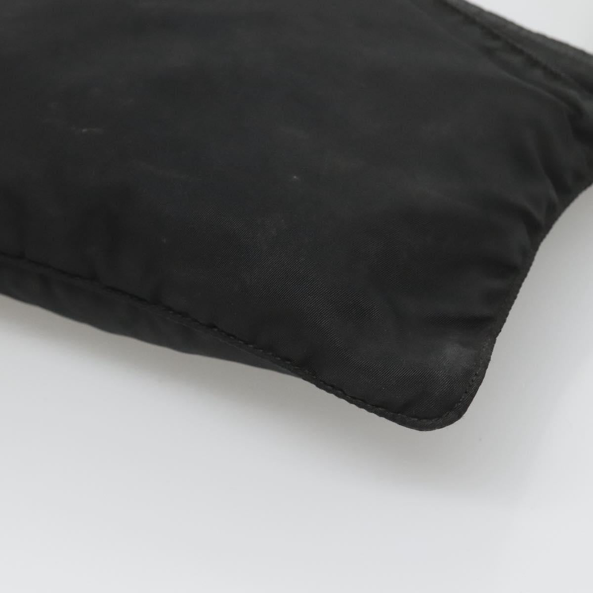 PRADA Shoulder Bag Nylon Black Silver Auth 124420