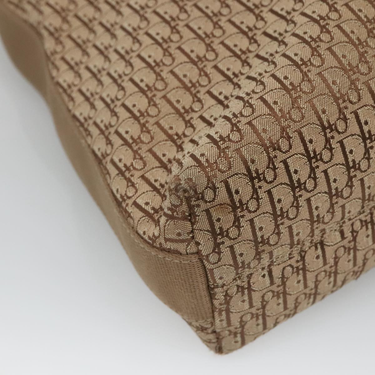 Christian Dior Trotter Canvas Shoulder Bag Beige Gold Auth 124421