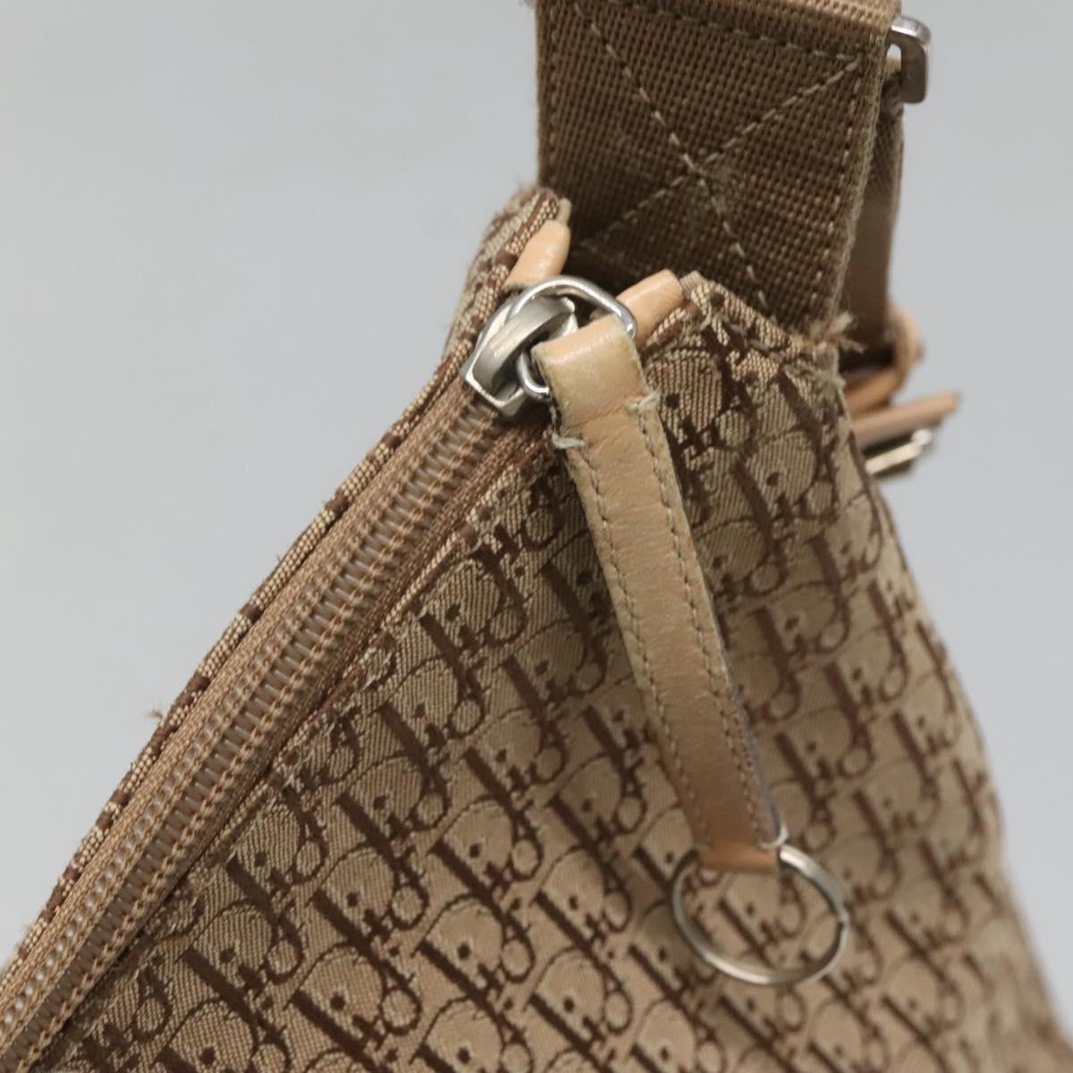Christian Dior Trotter Canvas Shoulder Bag Beige Gold Auth 124421