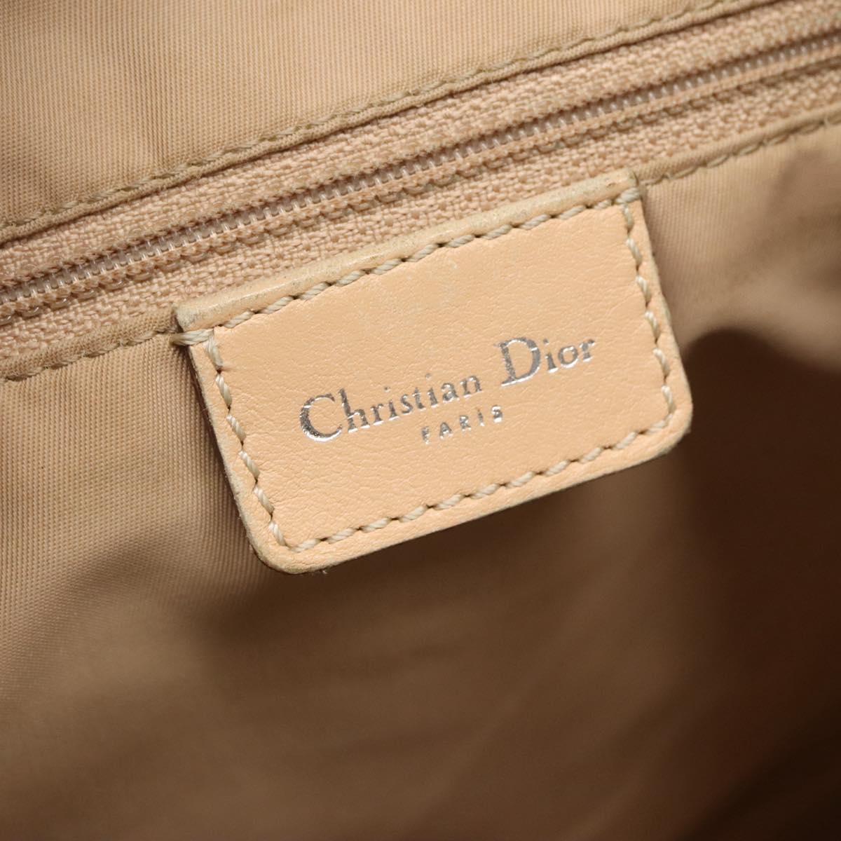 Christian Dior Trotter Canvas Shoulder Bag Beige Gold Auth 124421