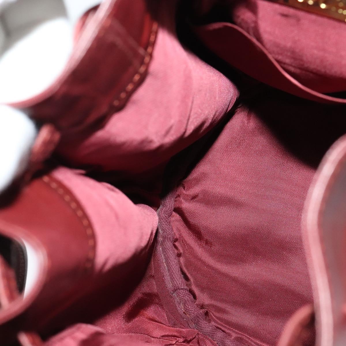 CARTIER Must Line Shoulder Bag Leather Bordeaux Gold Auth 124429