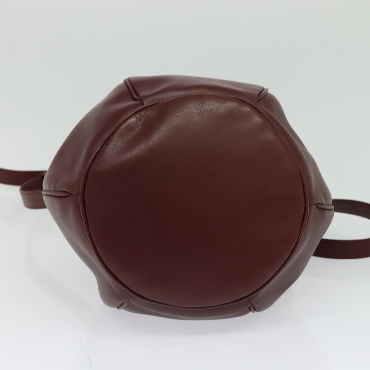 CARTIER Must Line Shoulder Bag Leather Bordeaux Gold Auth 124429