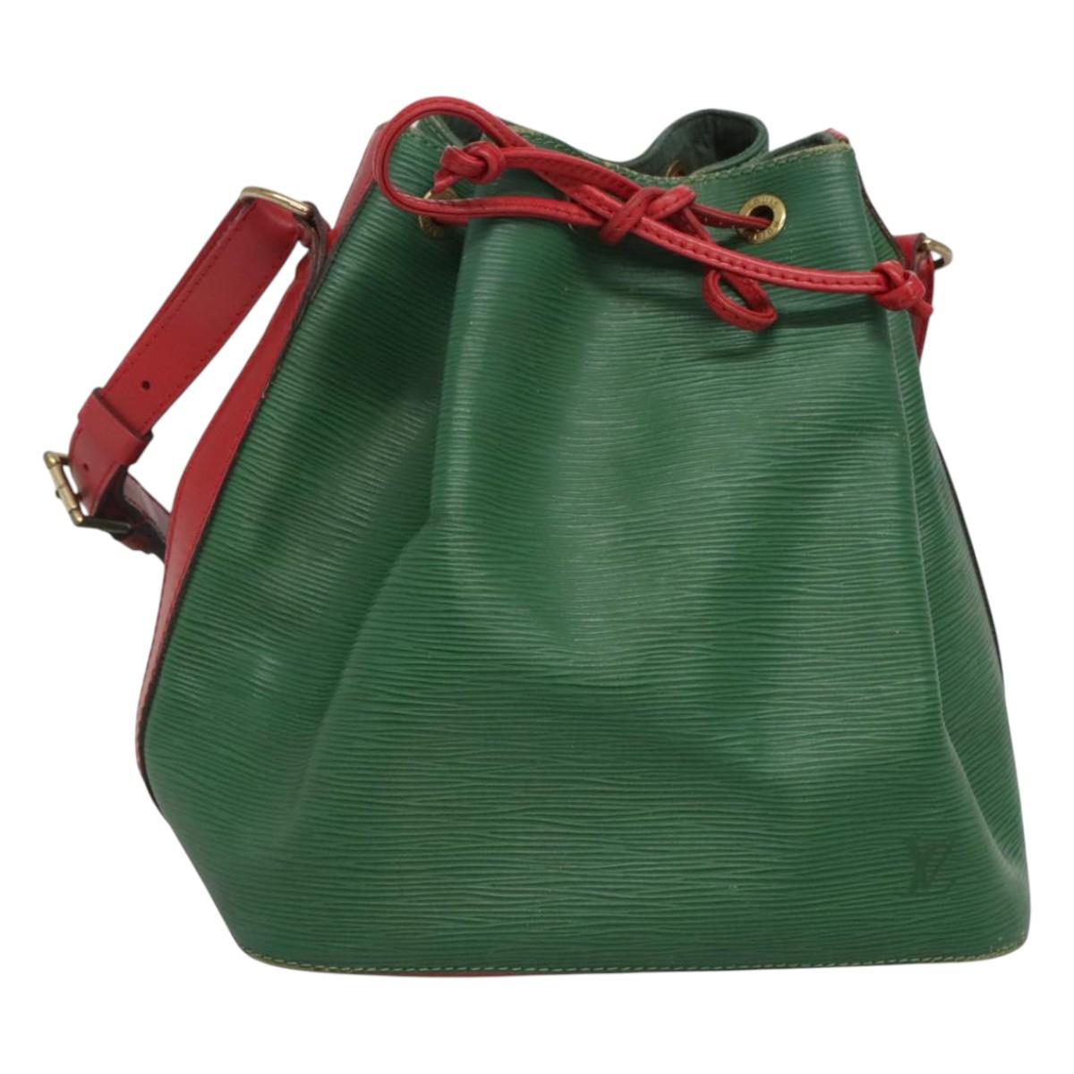 LOUIS VUITTON Epi Petit Noe Shoulder Bag Bicolor Green Red M44147 LV Auth 124434