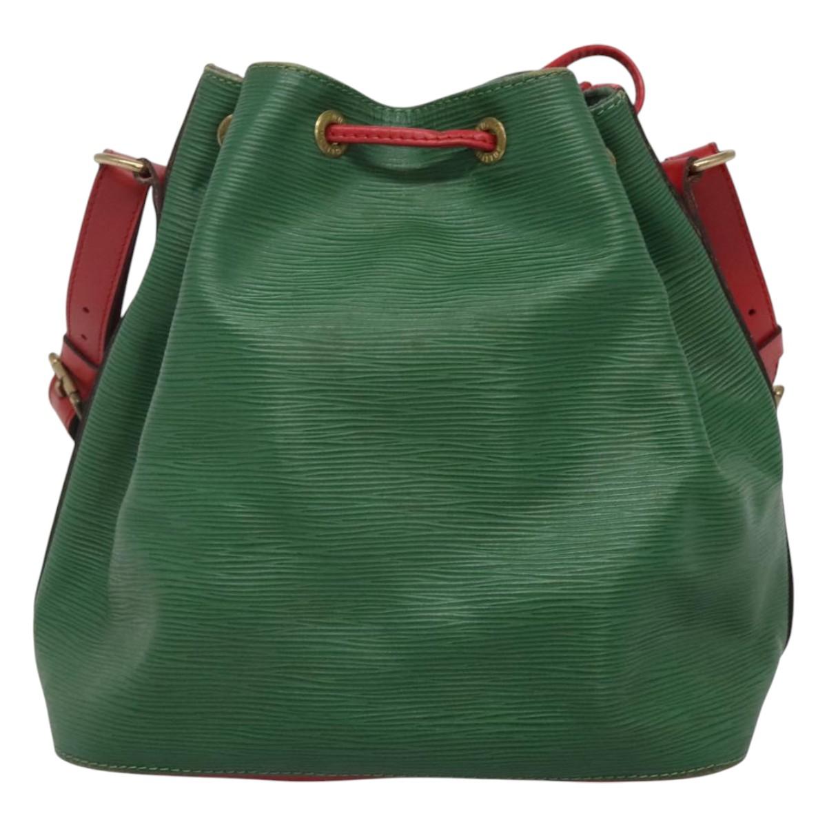 LOUIS VUITTON Epi Petit Noe Shoulder Bag Bicolor Green Red M44147 LV Auth 124434