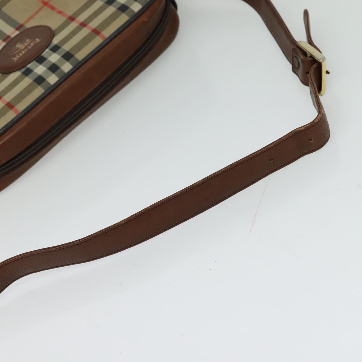 Burberrys Nova Check Shoulder Bag Canvas Beige Gold Auth 124461