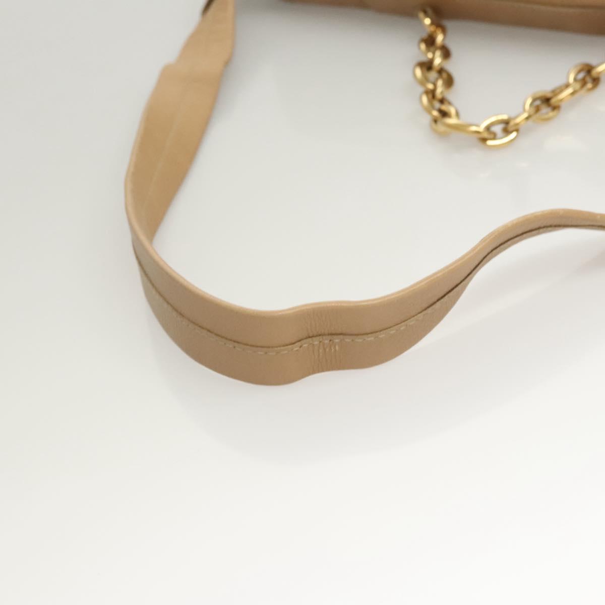 BVLGARI Shoulder Bag Leather Beige Gold Auth 124489