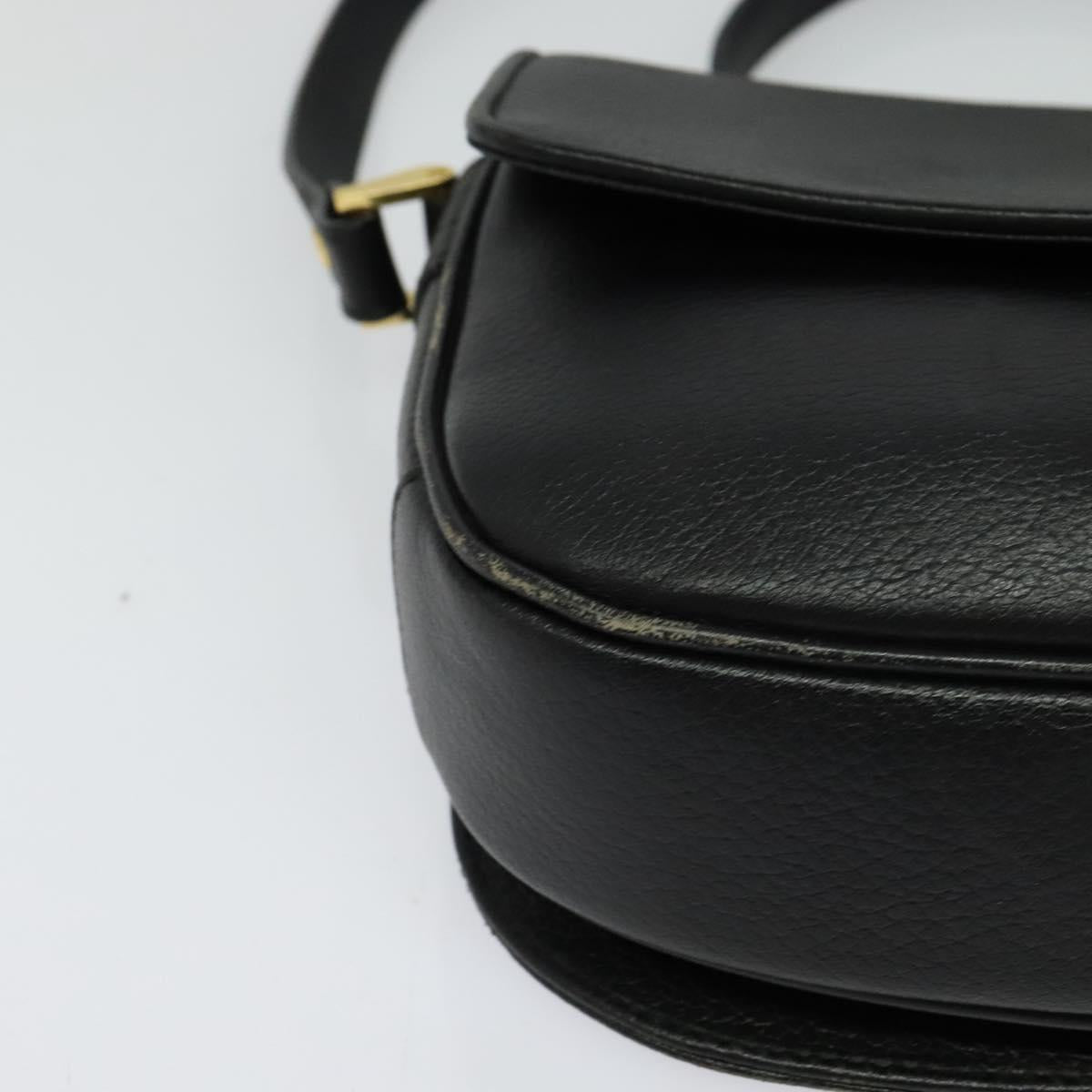 Burberrys Shoulder Bag Leather Black Gold Auth 124499