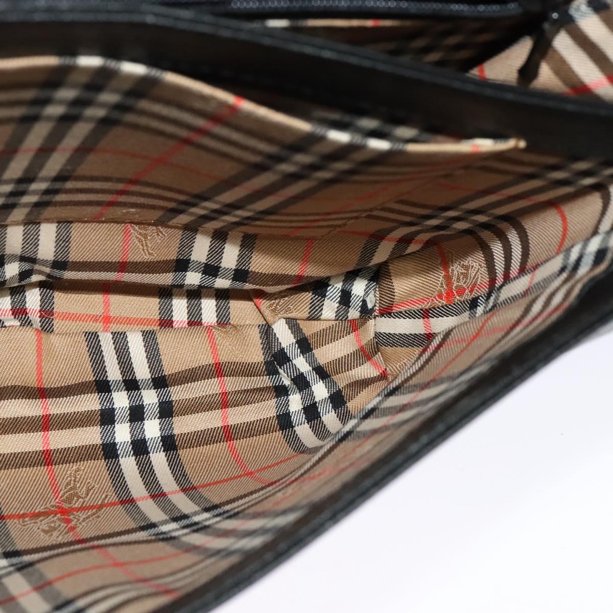 Burberrys Shoulder Bag Leather Black Gold Auth 124499